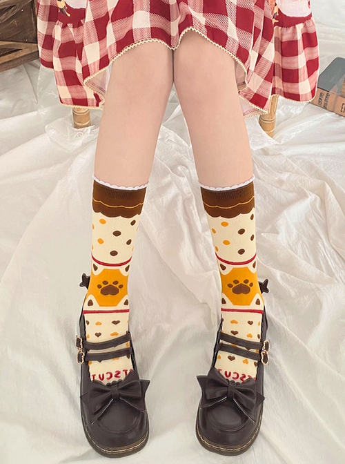 Cat Claw Sugar Bean Series Daily Cute Girl Cat Claw Sugar Bean Printed Knitted Sweet Lolita Socks