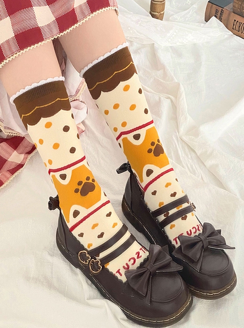 Cat Claw Sugar Bean Series Daily Cute Girl Cat Claw Sugar Bean Printed Knitted Sweet Lolita Socks