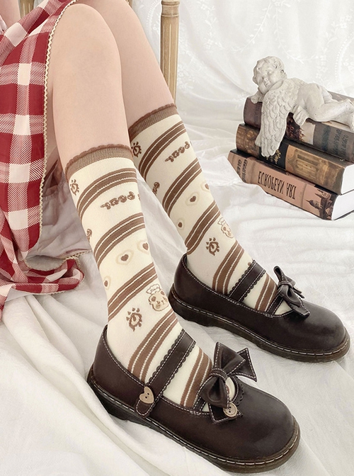 Chef Little Bear Series Cute Printed All-Match Medium Tube Knitted Socks Sweet Lolita Socks