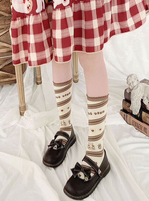 Chef Little Bear Series Cute Printed All-Match Medium Tube Knitted Socks Sweet Lolita Socks