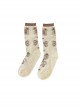 Little Bear Toast Series Tableware Bear Toast Bowknot Cute Print Sweet Lolita Knitted Socks