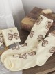 Little Bear Toast Series Tableware Bear Toast Bowknot Cute Print Sweet Lolita Knitted Socks