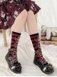 Sweet Christmas Series Red-Black Christmas Printed Knitted Socks Sweet Lolita Socks