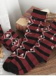 Sweet Christmas Series Red-Black Christmas Printed Knitted Socks Sweet Lolita Socks