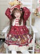 Crown Bear Series Red Printed Lace Sweet Lolita Girls Kids Long Sleeve Dress