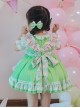 Green Strawberry Series Summer Lace Collar Strawberry Print Cute Green Polka Dot Lace Sweet Lolita Kids Short-Sleeved Dress