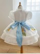 Gardenia Series White Simple Print Summer Cute Puff Sleeve Sweet Lolita Kids Short Sleeve Dress