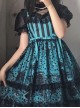 Striped Witch Cat Print Detachable Black Star Lace Net Yarn Halloween Gothic Lolita Sleeveless Dress