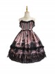 Striped Witch Cat Print Detachable Black Star Lace Net Yarn Halloween Gothic Lolita Sleeveless Dress