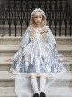 Cute Lace Doll Collar Lamb Leg Sleeves Lace-Up Design Reflective Satin Print Classic Lolita Long Sleeve Dress