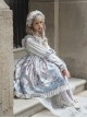 Cute Lace Doll Collar Lamb Leg Sleeves Lace-Up Design Reflective Satin Print Classic Lolita Long Sleeve Dress