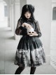 Delorme Gray Crow Series Gothic Style Black Print Simple Halloween Gothic Lolita Sleeveless Dress