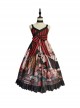 Japanese Style Black-Red Stripe Cross-Neck Printed Bowknot Decoration Classic Lolita Sleeveless Dress