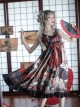 Japanese Style Black-Red Stripe Cross-Neck Printed Bowknot Decoration Classic Lolita Sleeveless Dress