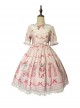 Gift Box Series Cute Doll Collar Gift Box Printed Bowknot Decoration Sweet Lolita Short Sleeve Dress