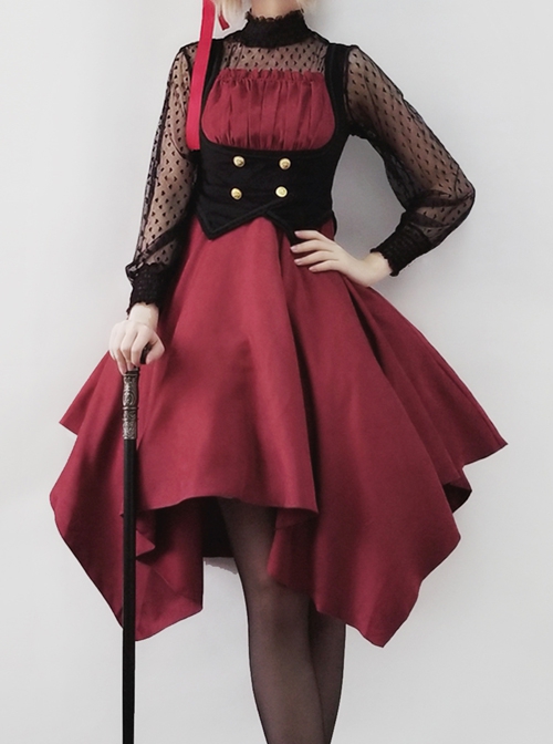 Undead Concerto Series Gothic Style Simple Irregular Hem Slim Fit Gothic Lolita Sleeveless Dress