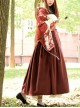 Japanese Style Pure Color Sexy Deep V Print Wide Sleeved Classic Lolita Long-Sleeved Dress