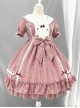 Not Stripes Series Summer Cute Plaid Print Ruffle Hem Sweet Lolita Short Sleeve Dress