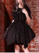 Undead Serenade Series Black Irregular Hem Design Detachable Short Shawl Gothic Lolita Sleeveless Dress