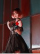 Ember Series Black Sexy Chest Love Hollow Lace-Up Slim Fit Irregular Hem Gothic Lolita Sleeveless Dress