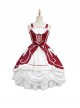 Pure Color Classic Lolita Lace Bowknot Decorate Irregular Ruffle Hem Sleeveless Dress