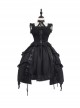 Undead Waltz Series Halter Neck Slim Fit Irregular Drawstring Hem Black Simple Sexy Punk Lolita Sleeveless Dress