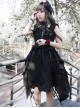 Undead Waltz Series Halter Neck Slim Fit Irregular Drawstring Hem Black Simple Sexy Punk Lolita Sleeveless Dress