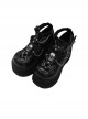 Undead Shackles Series Black PU Patent Leather Skull Metal Chain Decoration Hollow Design Punk Lolita Shoes