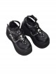 Undead Shackles Series Skull Metal Chain Decoration Hollow Design Round Head PU Matte Punk Lolita Shoes