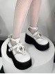 Undead Shackles Series Skull Metal Chain Decoration Hollow Design Round Head PU Matte Punk Lolita Shoes