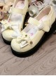 Cute Pure Color Round Head Bowknot Color Matching Heart Decoration Sweet Lolita Shoes