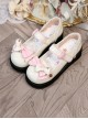 Cute Pure Color Round Head Bowknot Color Matching Heart Decoration Sweet Lolita Shoes