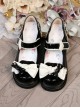 Cute Pure Color Round Head Bowknot Color Matching Heart Decoration Sweet Lolita Shoes