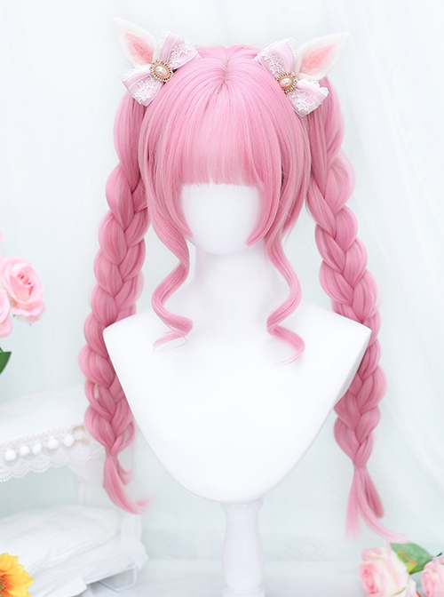 Monogatari Series Pure Color Air Bangs Tiger Mouth Clip Double Ponytail Daily Natural Sweet Lolita Wig