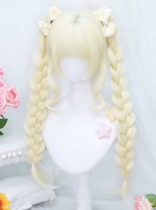 Monogatari Series Pure Color Air Bangs Tiger Mouth Clip Double Ponytail Daily Natural Sweet Lolita Wig