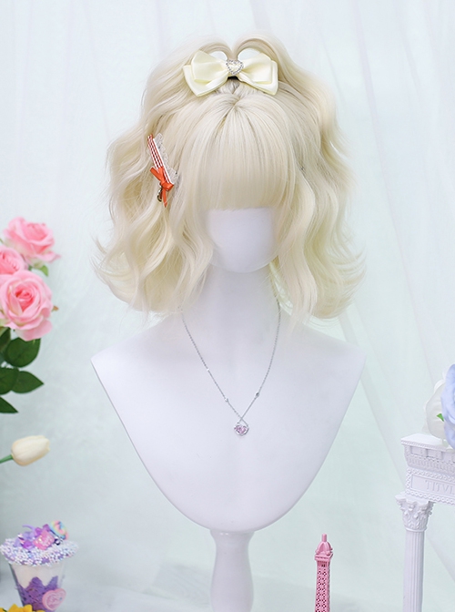 Sweetheart Series Golden Cute Air Bangs Short Curly Hair Sweet Lolita Wig