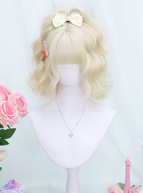 Sweetheart Series Golden Cute Air Bangs Short Curly Hair Sweet Lolita Wig