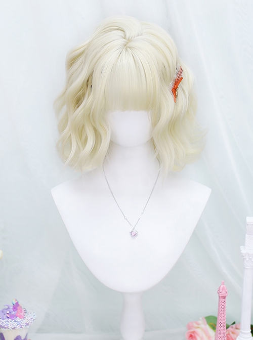 Sweetheart Series Golden Cute Air Bangs Short Curly Hair Sweet Lolita Wig