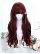 Deep Wine Red Natural Qi Bangs Irregular Long Curly Hair Gothic Lolita Wig