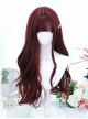 Deep Wine Red Natural Qi Bangs Irregular Long Curly Hair Gothic Lolita Wig