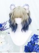 Fashion Golden Gradient Blue Wool Curly Qi Bangs Short Curly Hair Classic Lolita Wig