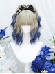 Fashion Golden Gradient Blue Wool Curly Qi Bangs Short Curly Hair Classic Lolita Wig