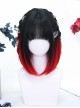 Natural Fashion Black Gradient Red Punk Style Air Bangs Short Straight Hair Punk Lolita Wig