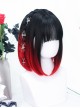 Natural Fashion Black Gradient Red Punk Style Air Bangs Short Straight Hair Punk Lolita Wig