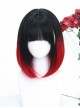 Natural Fashion Black Gradient Red Punk Style Air Bangs Short Straight Hair Punk Lolita Wig