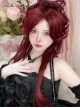 Dragon And Rose Series Red Gothic Style  Irregular Long Curly Hair Middle Score Bangs Gothic Lolita Wig