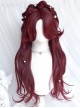 Dragon And Rose Series Red Gothic Style  Irregular Long Curly Hair Middle Score Bangs Gothic Lolita Wig