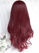 Dragon And Rose Series Red Gothic Style  Irregular Long Curly Hair Middle Score Bangs Gothic Lolita Wig