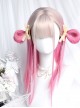Ice Strawberry Series Golden Pink Gradient Air Bangs Girl Cute Sweet Lolita Long Straight Hair Wig