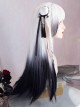 Gothic Style Black White Gradient Qi Bangs Natural Long Straight Hair Classic Lolita Wig